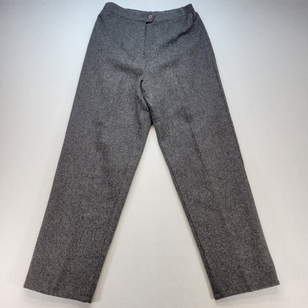 Sag Harbor Trousers Women 14 Gray Vintage Wool Elastic Waist Made in USA